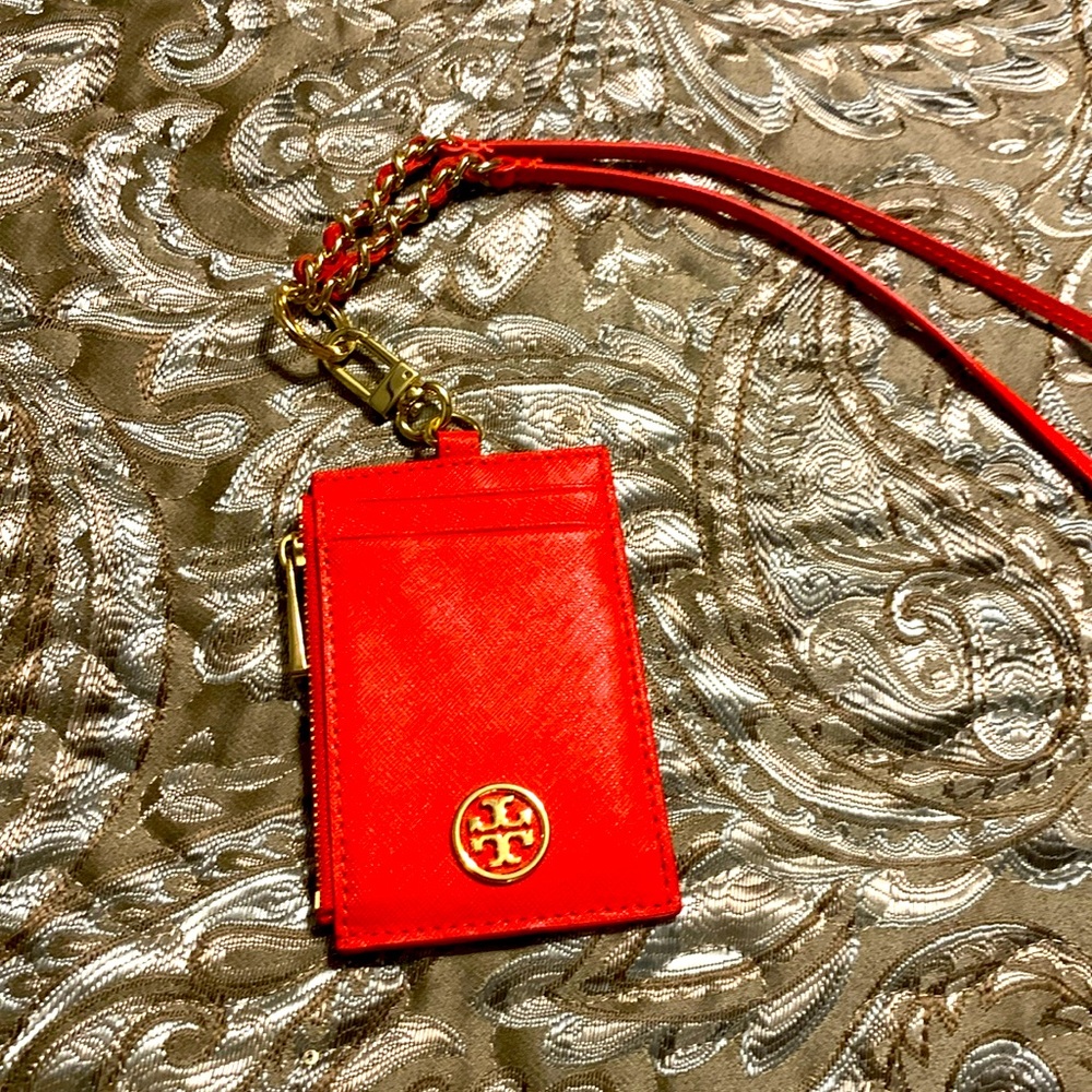 Tory Burch Robinson Lanyard Card Case w/ Removable Strap. Excellent Condition!